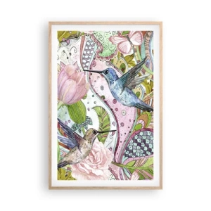 Plakat i ramme af lyst egetræ - Forviklet i vinstokkene - 61x91 cm