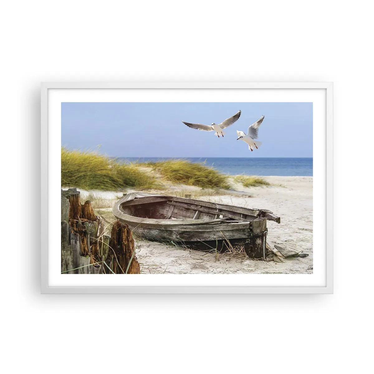 Plakat i hvid ramme - Badet i vinden - 70x50 cm