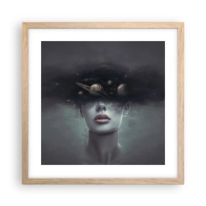 Plakat i ramme af lyst egetræ - Og planeterne er ved at gå amok... - 40x40 cm