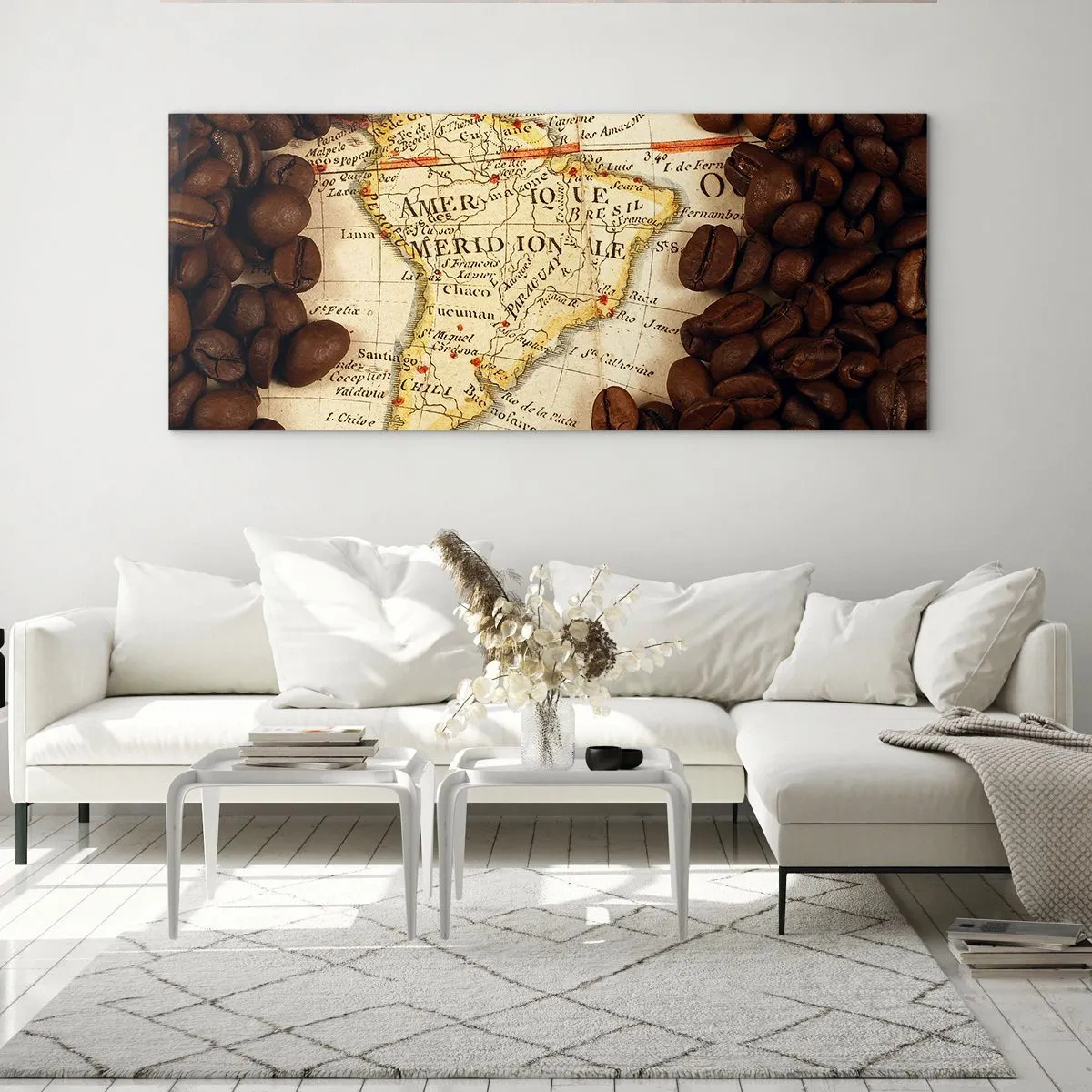 Billede på glas - Hvor kommer den bedste kaffe fra? - 90x30 cm