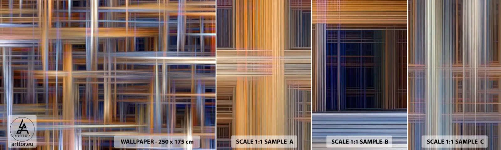 Prøve Fototapet Selvklæbende Deluxe Sticker - Vævet af lys - Abstraktion, Stykke, Grafik - 100x30 cm