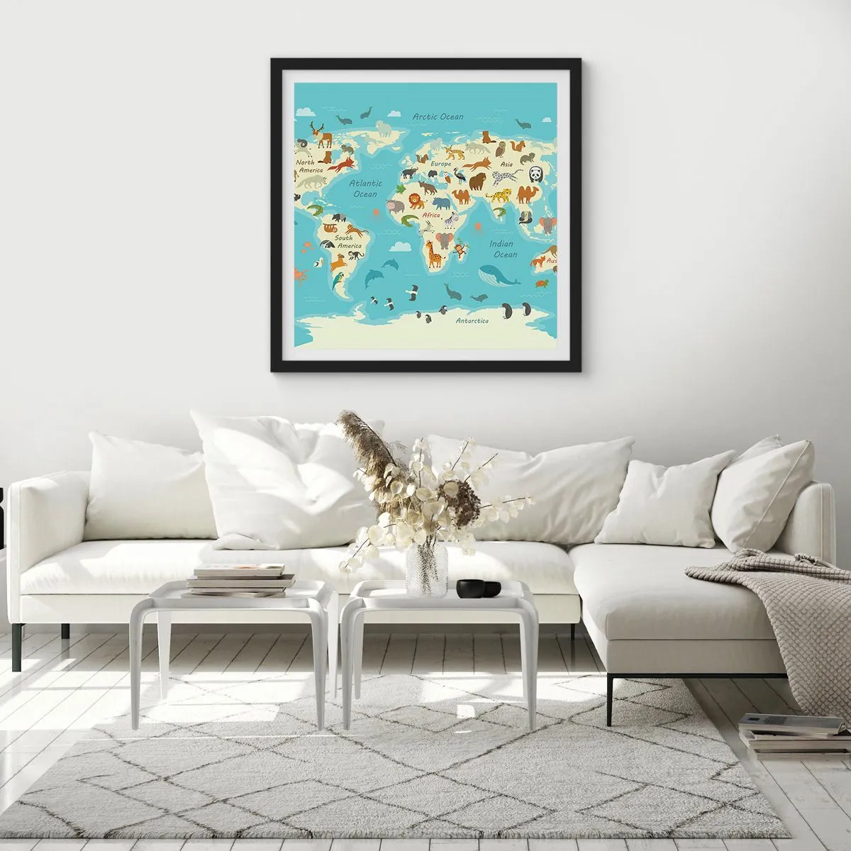 Plakat i sort ramme - Gode naboer - 50x50 cm