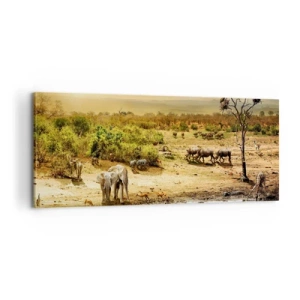 Lærredstryk - Billede på lærred - "Og ud af Eden flød en flod...". - 100x40 cm