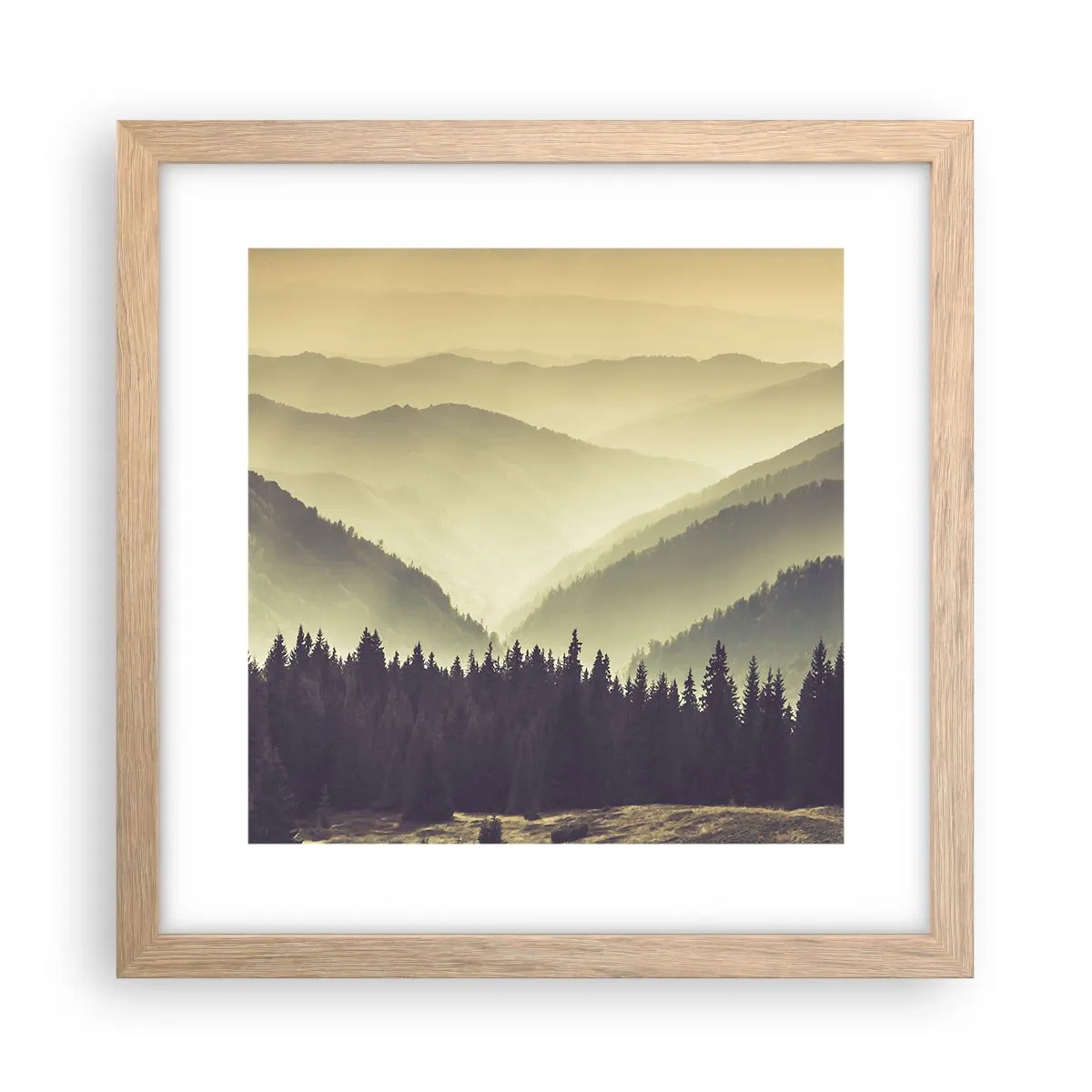 Plakat i ramme af lyst egetræ - Bag de syv bjerge... - 30x30 cm