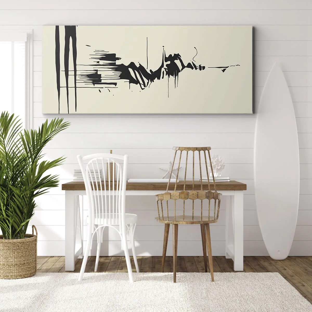 Lærredstryk - Billede på lærred - Skyndsom abstraktion - 100x40 cm