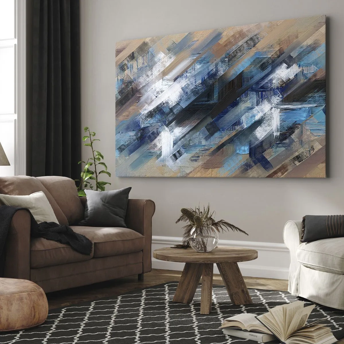 Lærredstryk - Billede på lærred - På en blå skråning - 120x80 cm