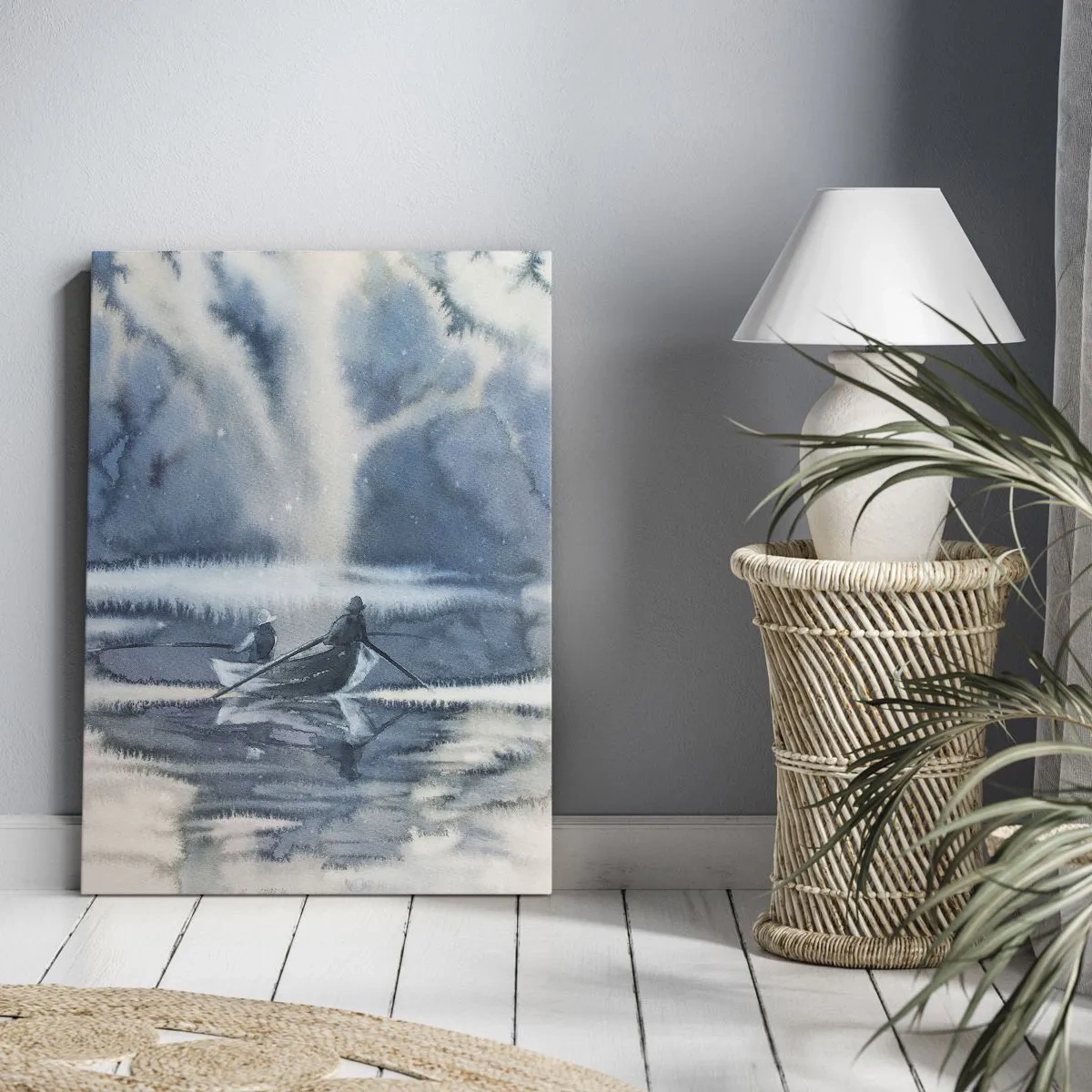 Lærredstryk - Billede på lærred - Lystfiskere i deres paradis - 50x70 cm
