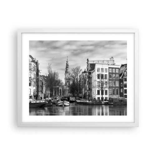 Plakat i hvid ramme - Amsterdam stemning - 50x40 cm