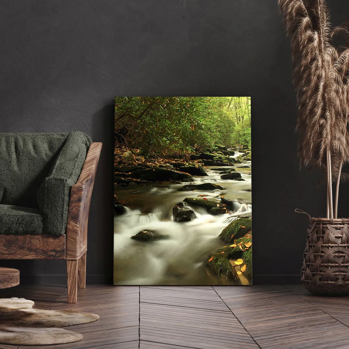 Lærredstryk - Billede på lærred - Som flydende sølv - 45x80 cm