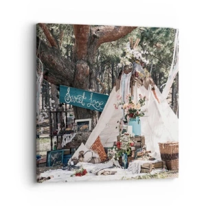 Lærredstryk - Billede på lærred - Make love… - 30x30 cm