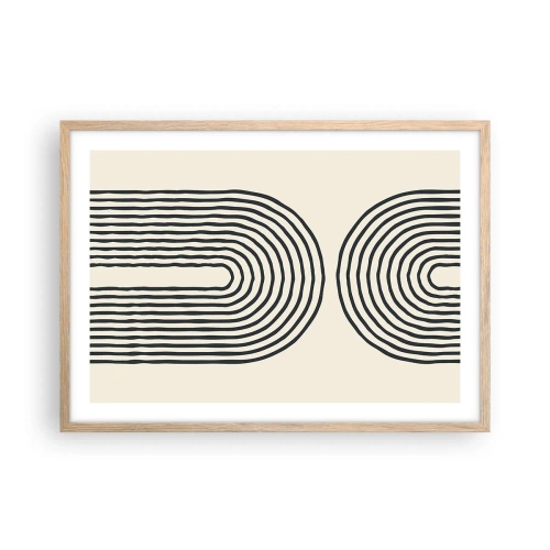 Plakat i ramme af lyst egetræ - Kommer snart... - 70x50 cm