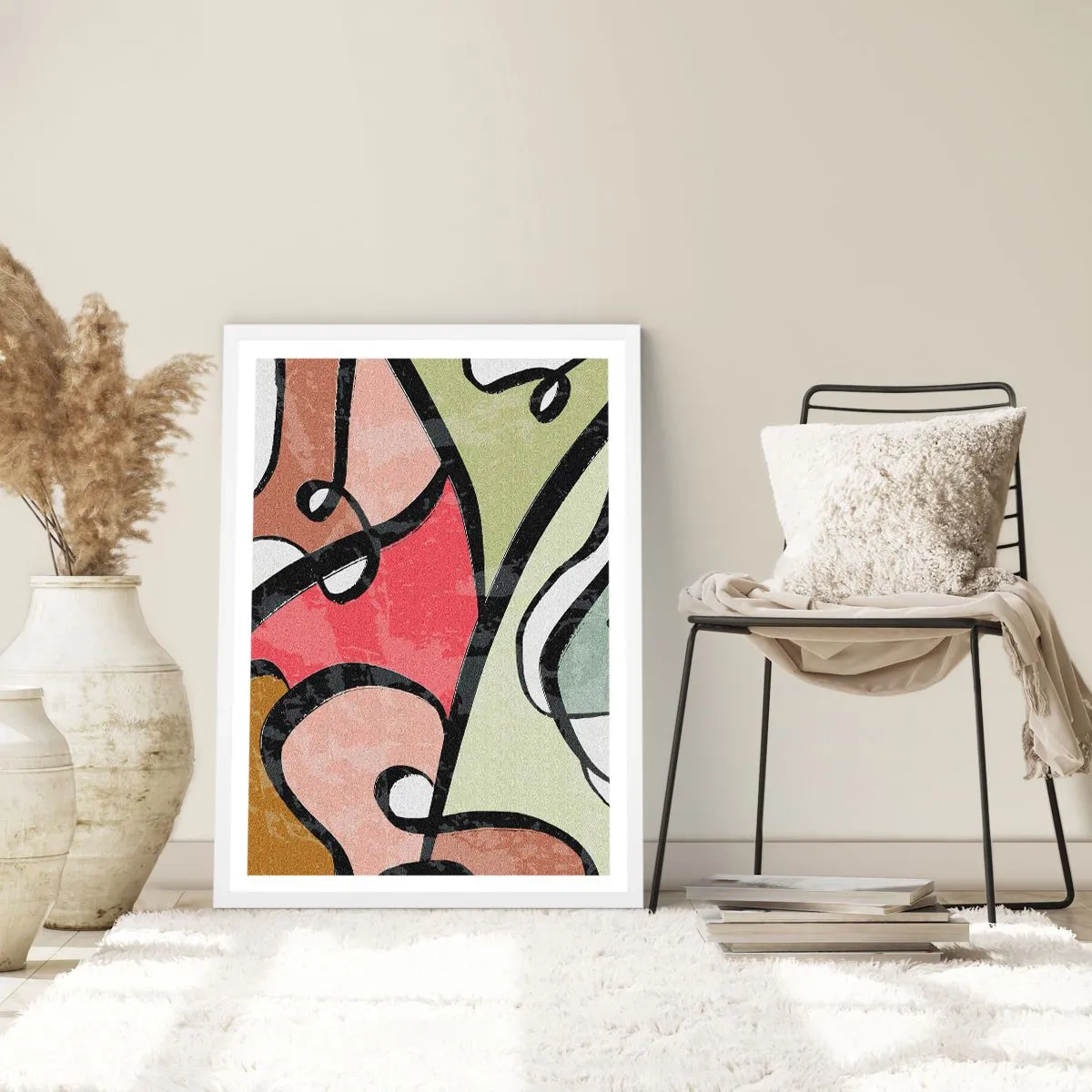 Plakat i hvid ramme - Pirouetter blandt farver - 30x40 cm