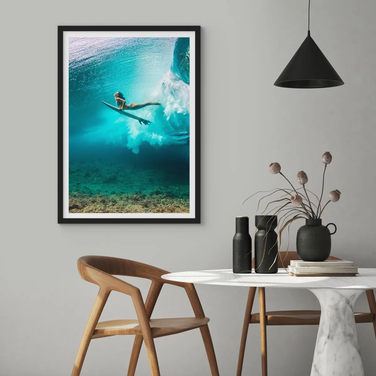 Plakat i sort ramme - Undervandsverden - 30x40 cm