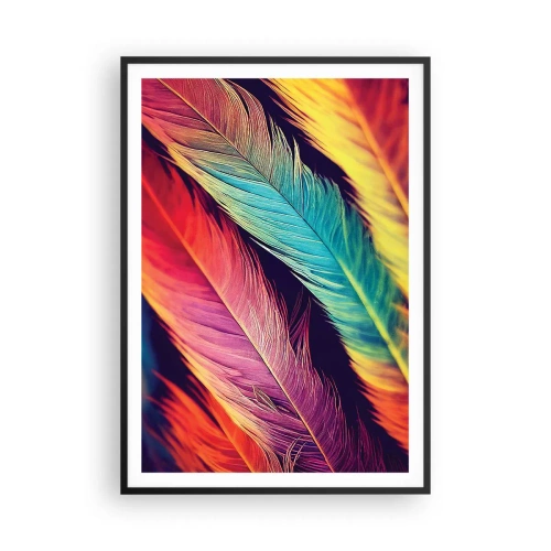 Plakat i sort ramme - Fjeragtig regnbue - 70x100 cm