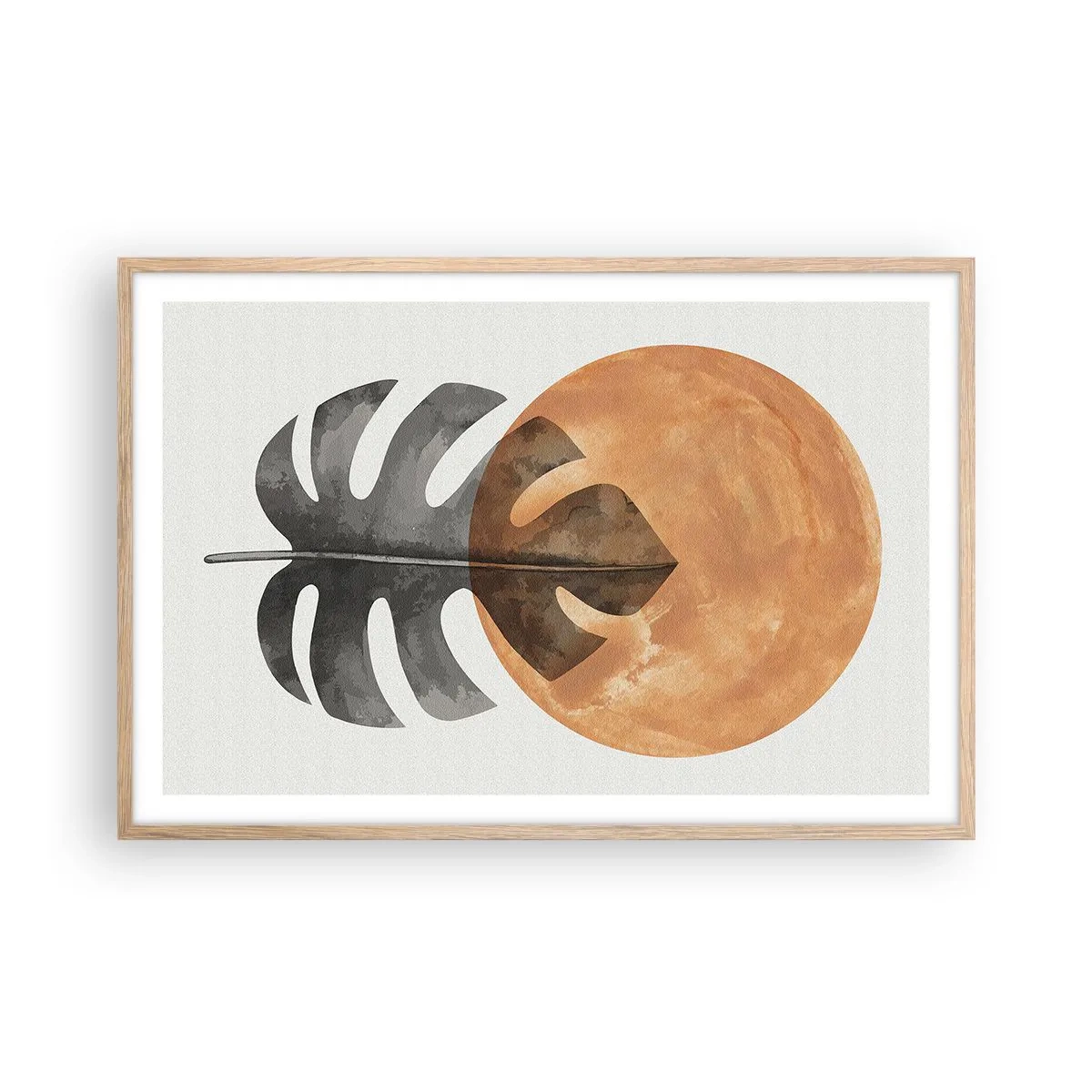 Plakat i ramme af lyst egetræ - Altid solen - 91x61 cm