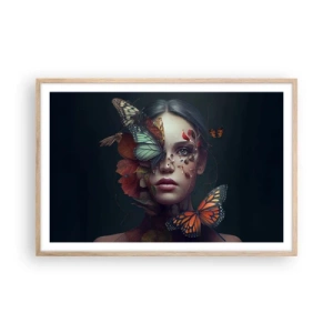 Plakat i ramme af lyst egetræ - En vidunderlig metamorfose - 91x61 cm