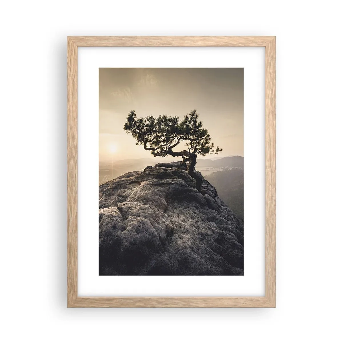 Plakat i ramme af lyst egetræ - Livet vinder altid - 30x40 cm