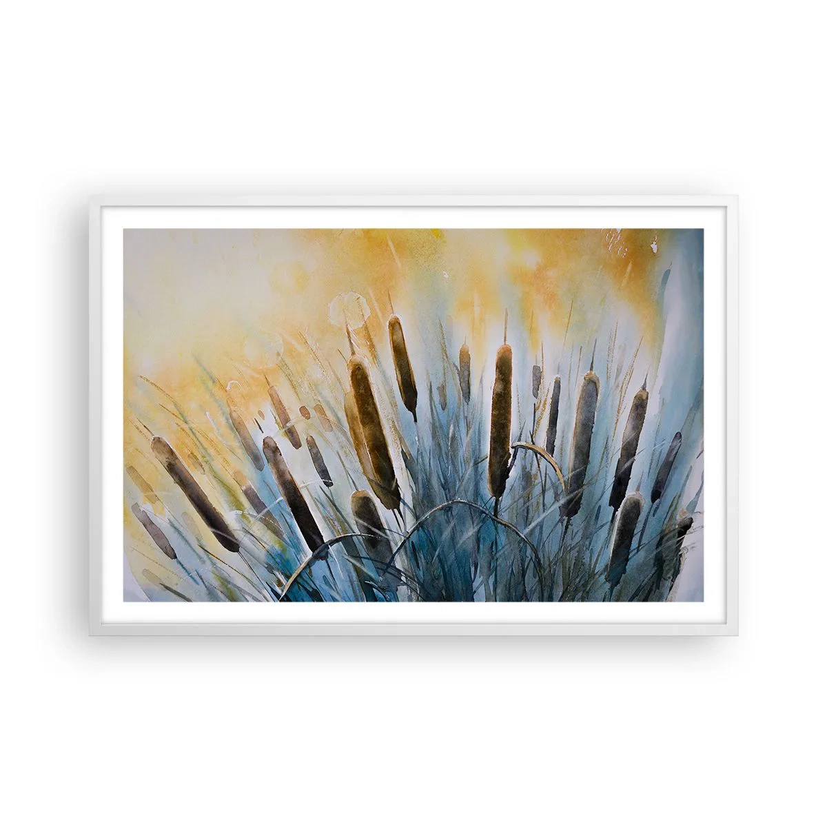 Plakat i hvid ramme - Vandets kulde, solens varme - 91x61 cm