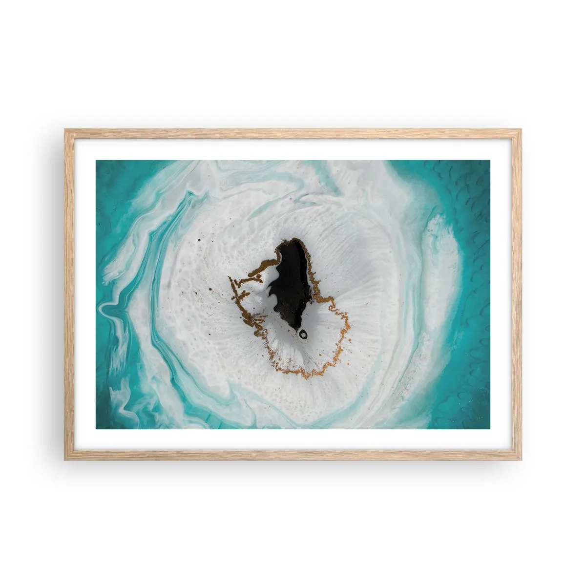 Plakat i ramme af lyst egetræ - Kom indenfor - 70x50 cm