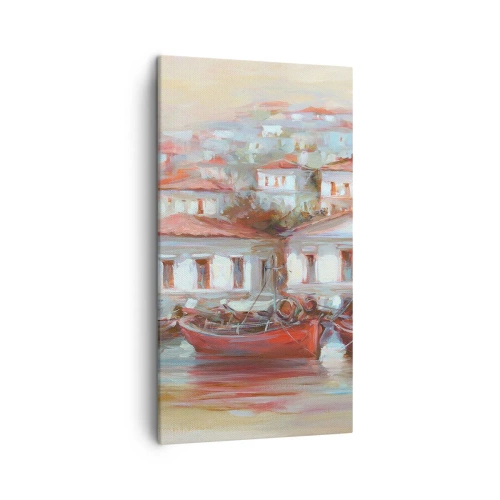 Lærredstryk - Billede på lærred - Lykkelig by - 45x80 cm