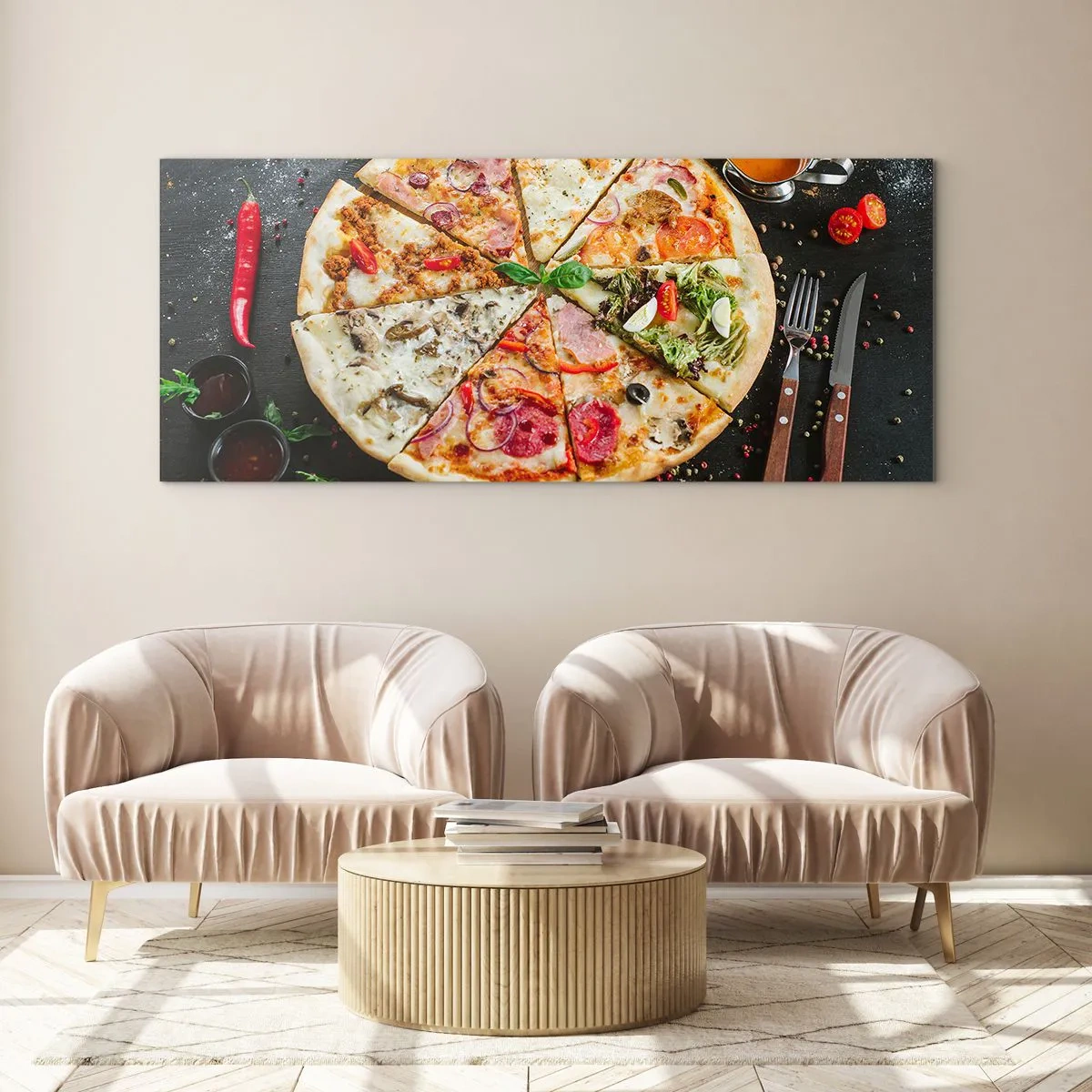 Billede på glas - Et udvalg af smagsvarianter - 120x50 cm