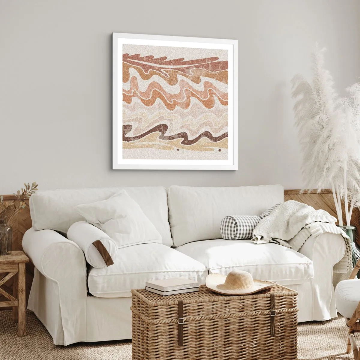 Plakat i hvid ramme - God energi - gode følelser - 40x40 cm
