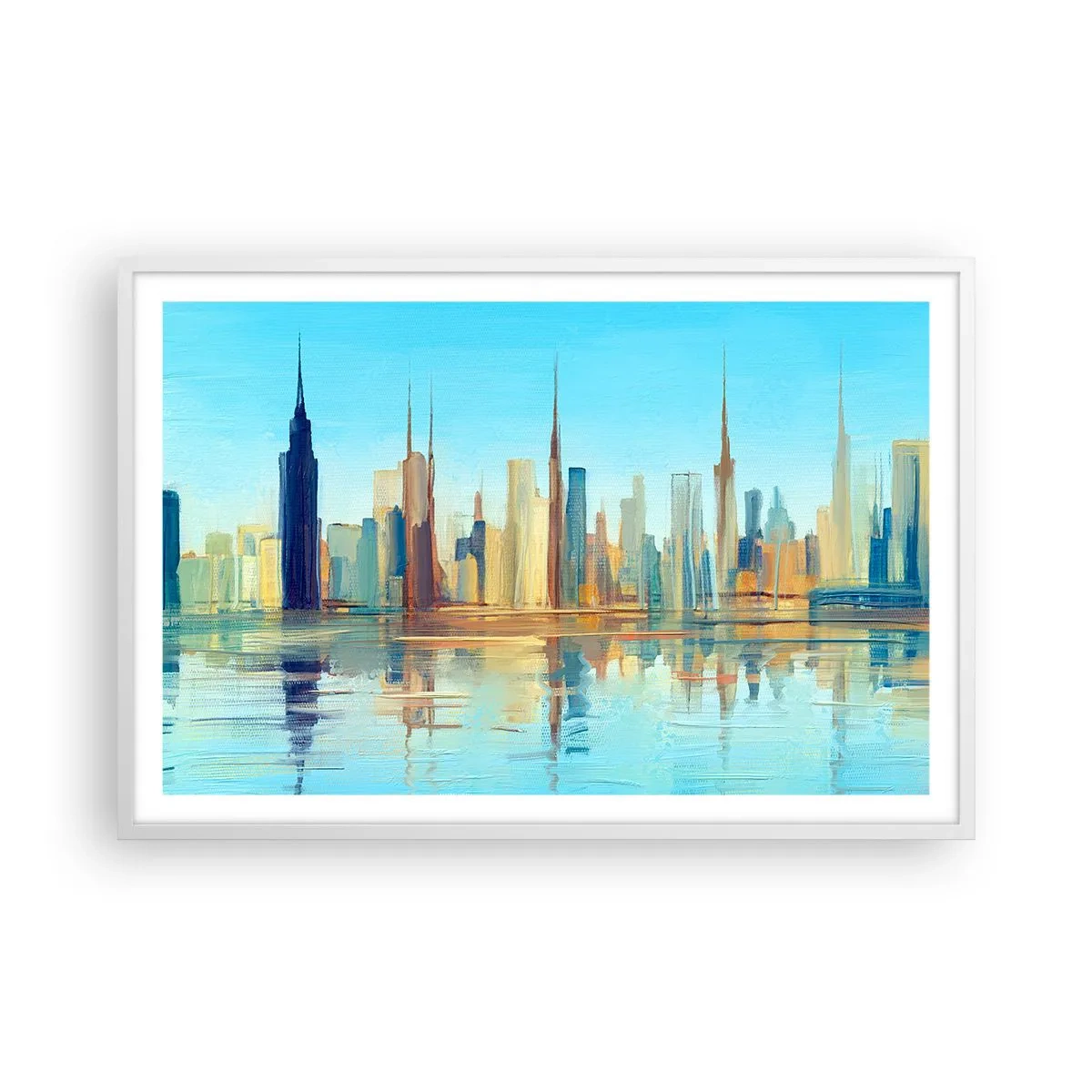 Plakat i hvid ramme - Solrig metropol - 91x61 cm