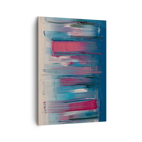 Lærredstryk - Billede på lærred - Lodret komposition i blåt og rødt - 50x70 cm