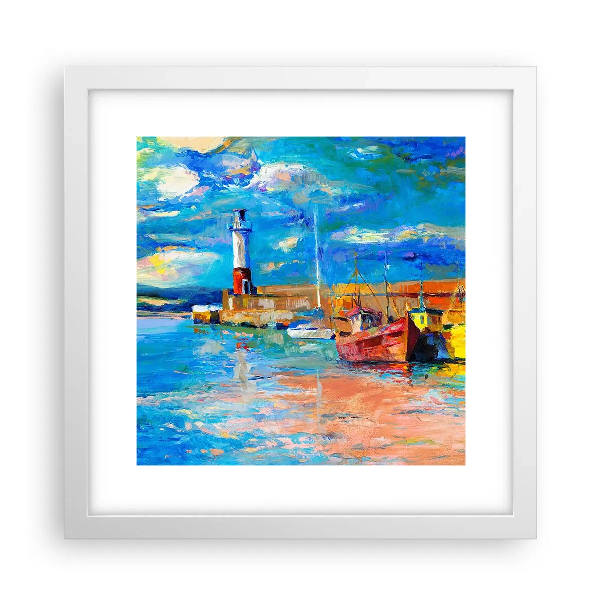 Plakat i hvid ramme - Eftermiddag i regnbuebugten - 30x30 cm
