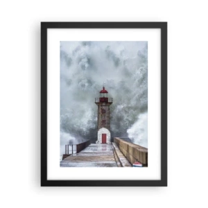 Plakat i sort ramme - Vandets brusen, vindens susen, lyden af vinden - 30x40 cm