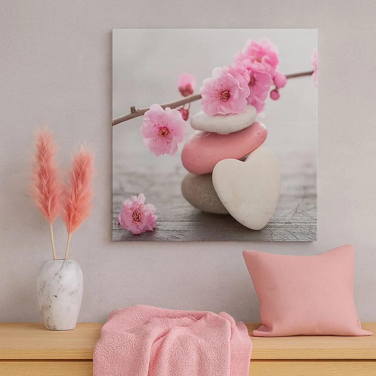 Lærredstryk - Billede på lærred - Kirsebærblomstens lyksalighed - 30x30 cm