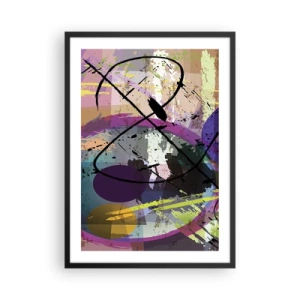 Plakat i sort ramme - Abstrakt komposition med geometriske former - 50x70cm - Kan være lige eller rundt - Moderne vægdekoration til stue og soveværelse ARTTOR