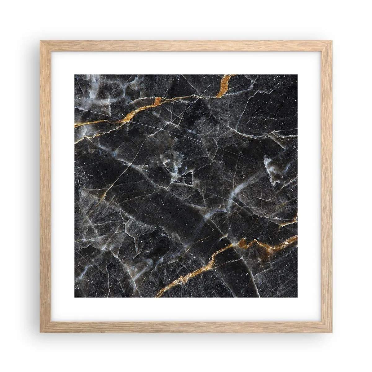 Plakat i ramme af lyst egetræ - En stens indre liv - 40x40 cm