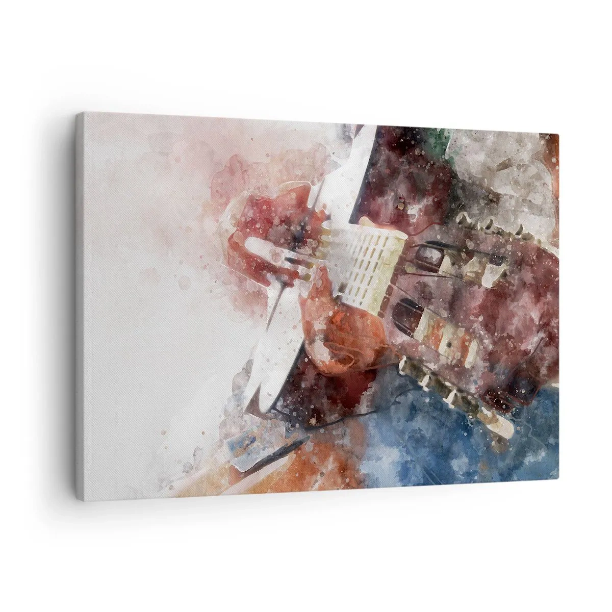 Lærredstryk - Billede på lærred - En kunstnerisk version af en guitar i akvarelstil - 70x50cm - Og hvad synes du? - Moderne vægdekoration til stue og soveværelse ARTTOR