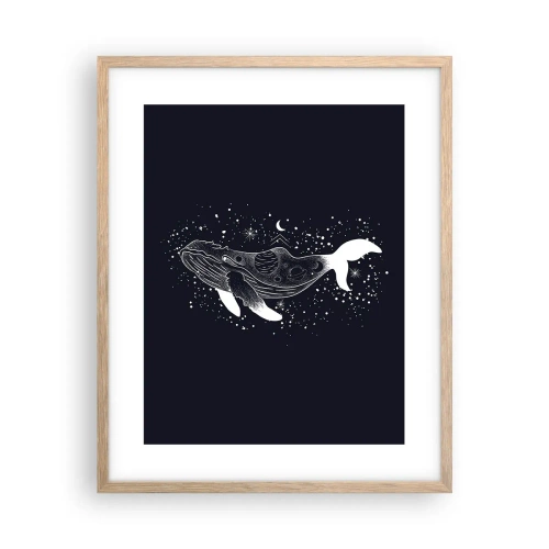 Plakat i ramme af lyst egetræ - I universets ocean - 40x50 cm