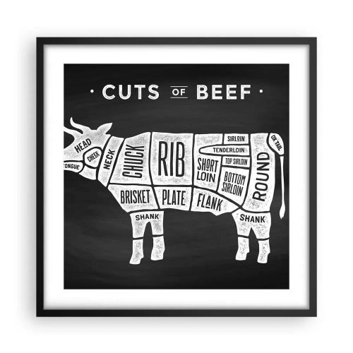 Plakat i sort ramme - Slagterens grundbog - 50x50 cm