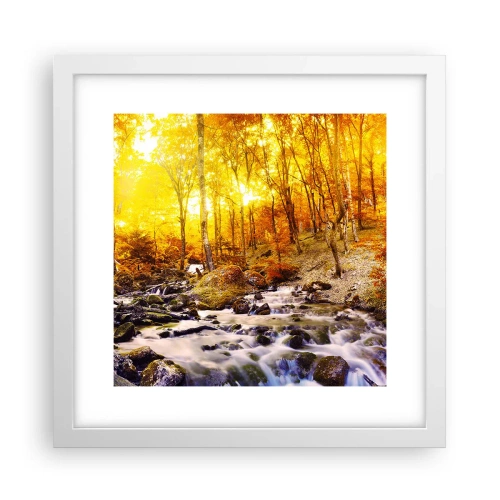 Plakat i hvid ramme - Sten indfattet i guld og platin - 30x30 cm