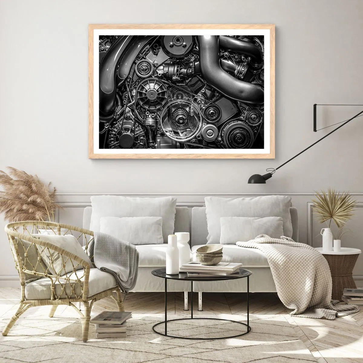 Plakat i ramme af lyst egetræ - Mekanikkens poesi - 40x30 cm