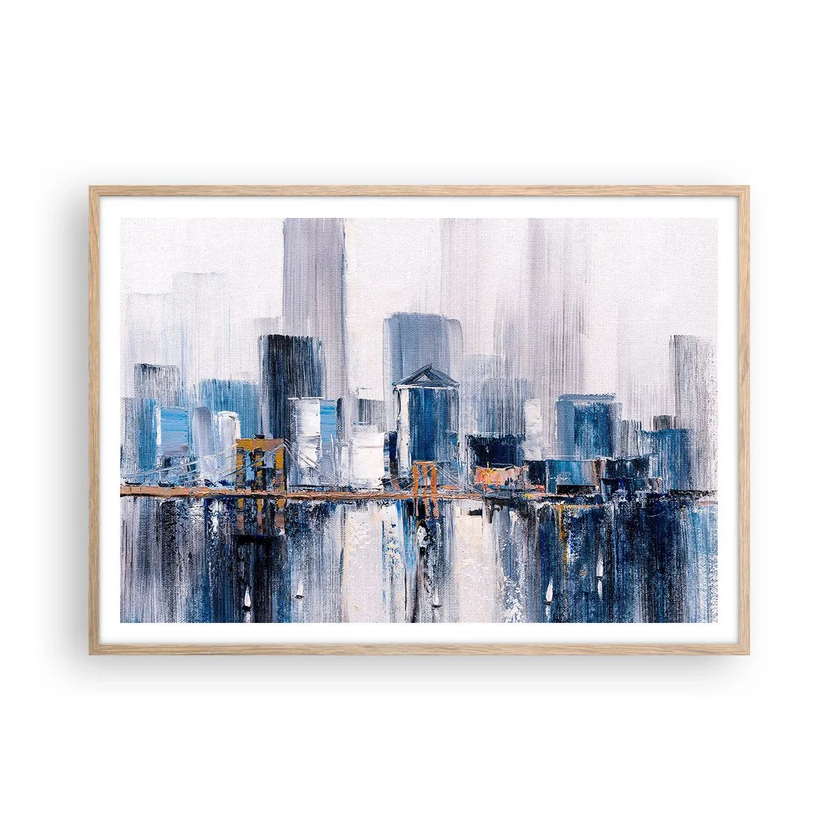 Plakat i ramme af lyst egetræ - Indtryk fra New York - 100x70 cm