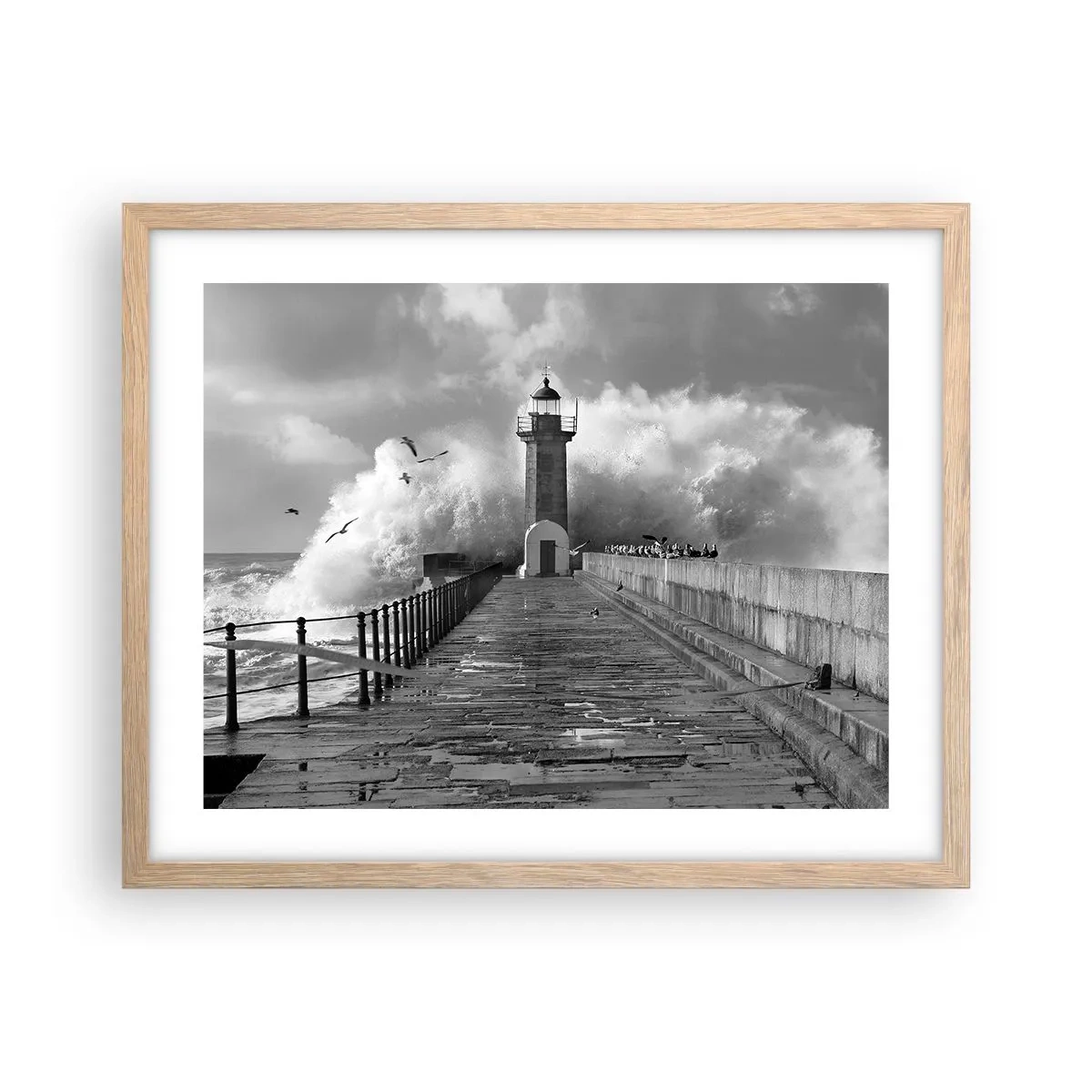 Plakat i ramme af lyst egetræ - Frygtløs  - 50x40 cm