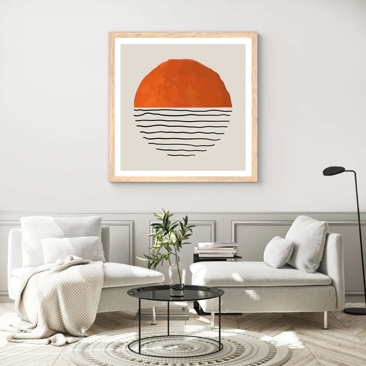 Plakat i ramme af lyst egetræ - I en japansk atmosfære - 40x40 cm