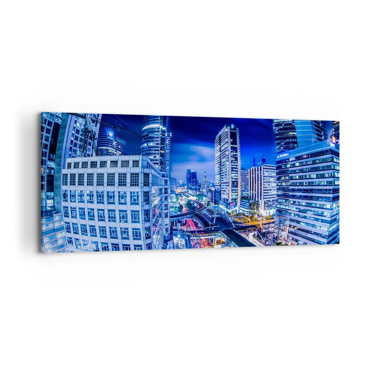 Lærredstryk - Billede på lærred - Nattens rytmer i byen - 100x40 cm