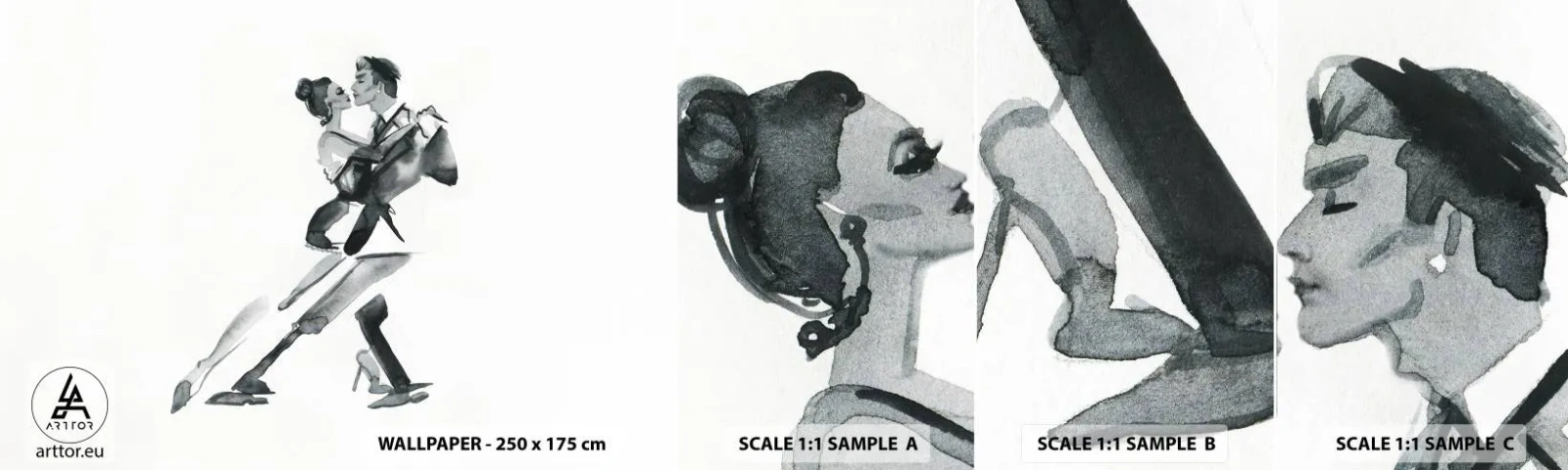 Prøve Fototapet Selvklæbende Deluxe Sticker - I én rytme - Tango, Dans, Danser - 100x30 cm