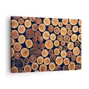 Lærredstryk - Billede på lærred - Mønster lavet af tværsnit af træstammer - 70x50cm - Hvor gammel ser jeg ud? - Moderne vægdekoration til stue og soveværelse ARTTOR