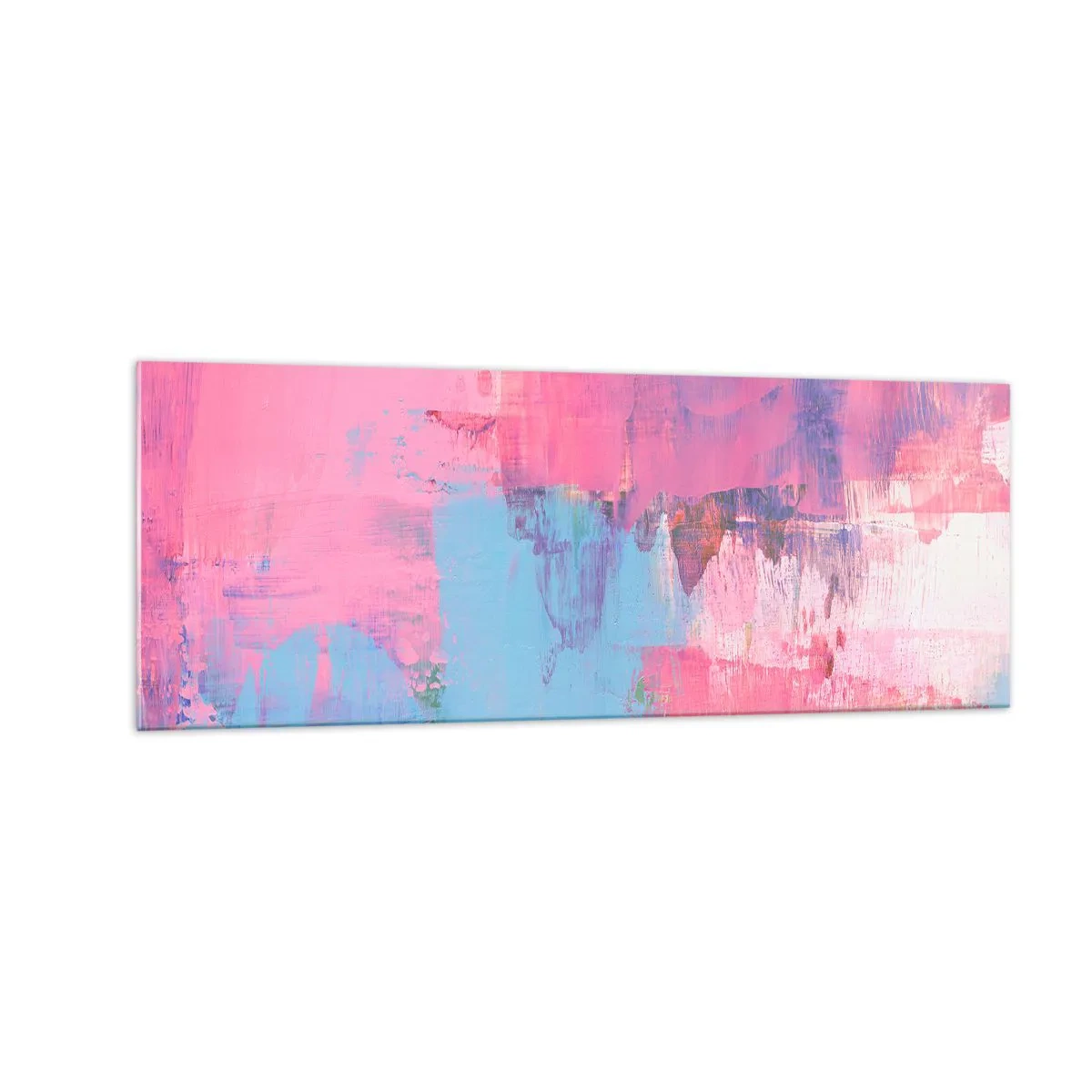 Billede på glas - Lyserød, blå og en knivspids lys - 140x50 cm
