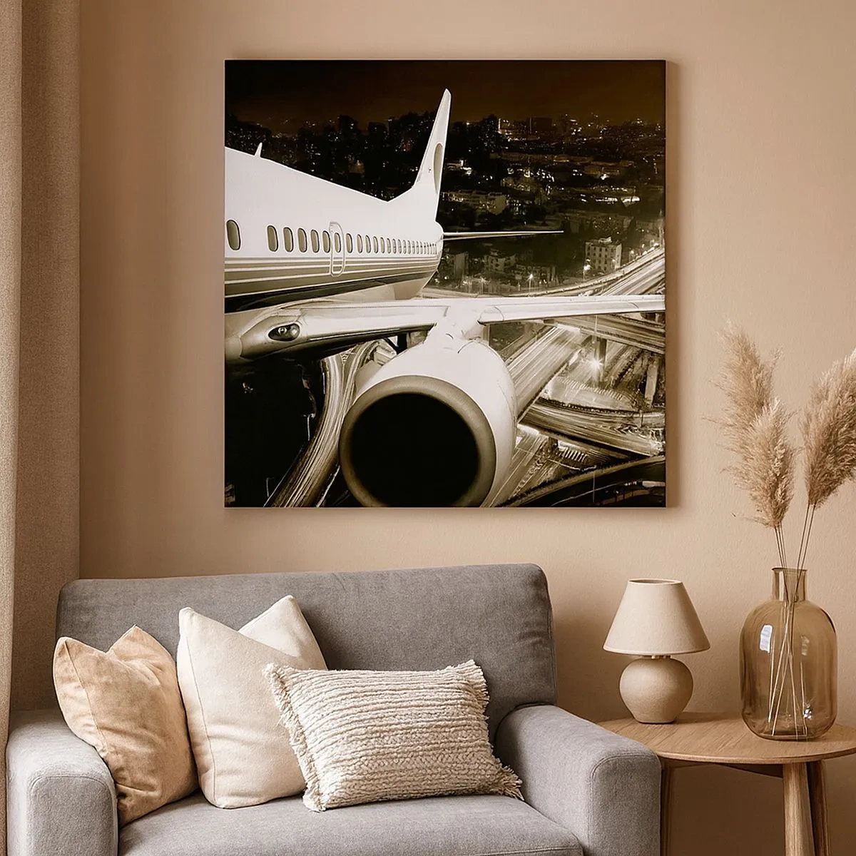 Lærredstryk - Billede på lærred - Stiger ind i natten - 30x30 cm