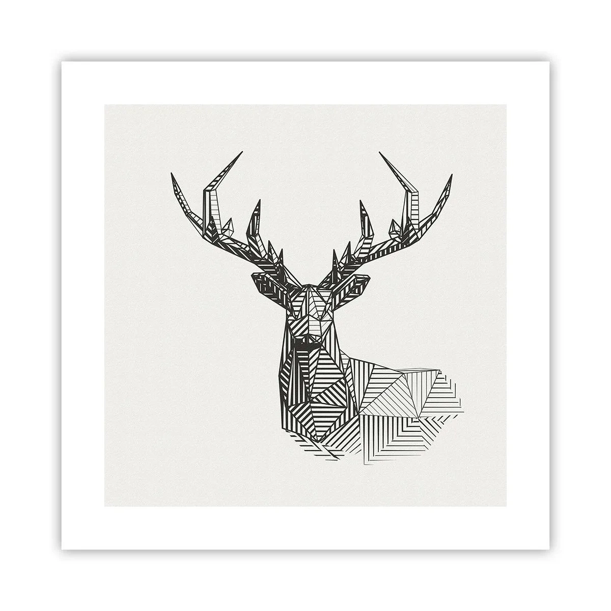 Plakat - Hjorte i kubistisk stil - 40x40 cm