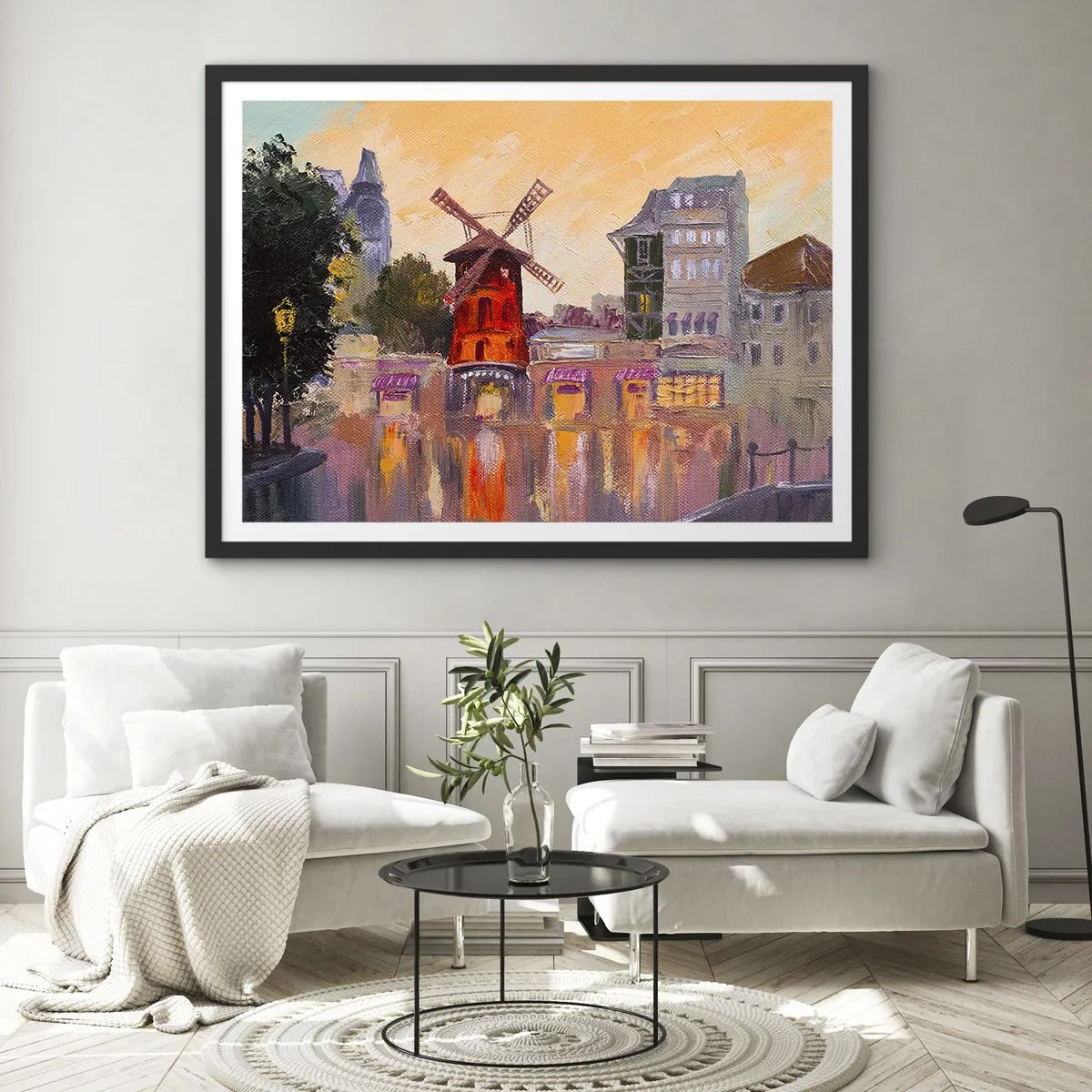 Plakat i sort ramme - Parisiske ikoner - Moulin Rouge - 100x70 cm