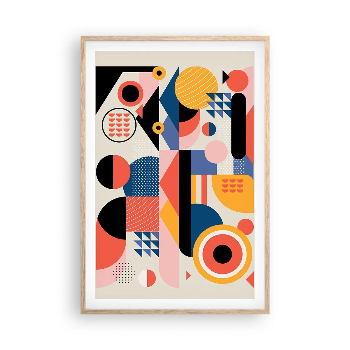 Plakat i ramme af lyst egetræ - Komposition: Leg - 61x91 cm