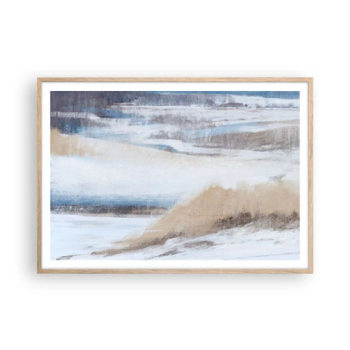 Plakat i ramme af lyst egetræ - Vinterkomposition - 100x70 cm